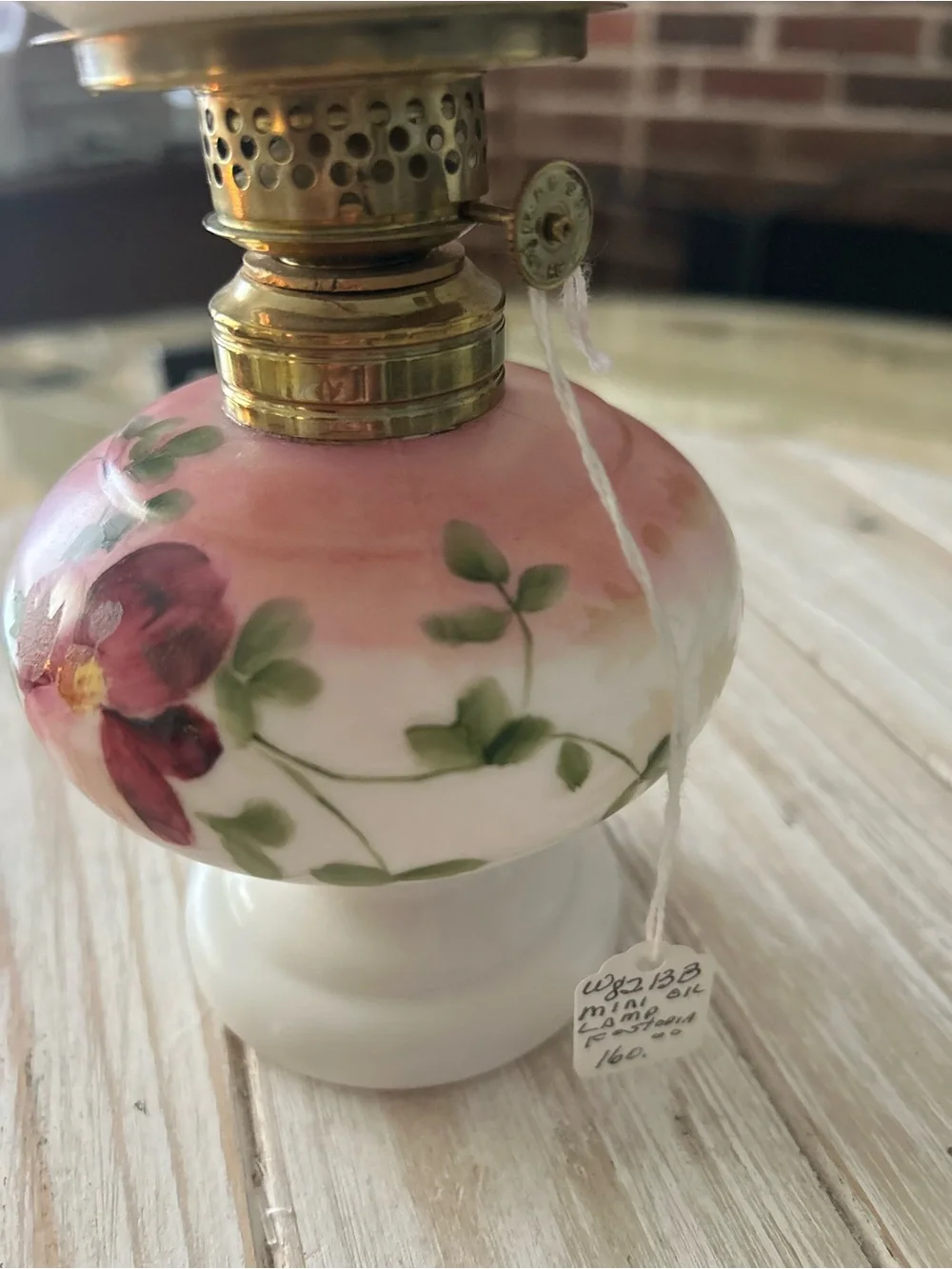 Fostoria Glass Pink Floral Glass Lantern